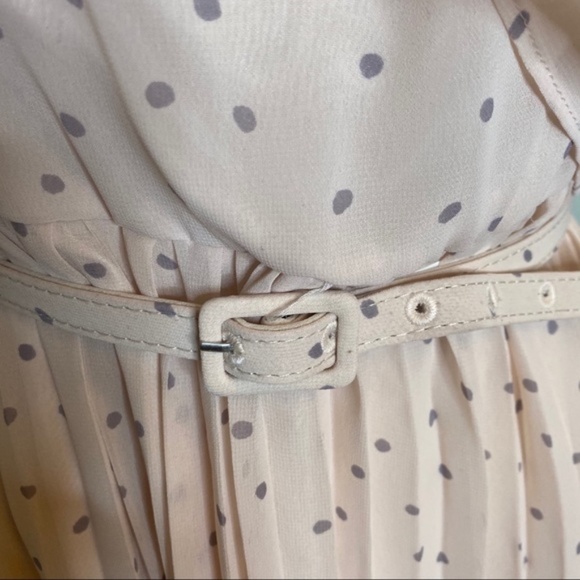 LC LAUREN CONRAD Dress Polka Dot Popover Pleated Party Pink Gray Size 12 - Picture 8 of 15